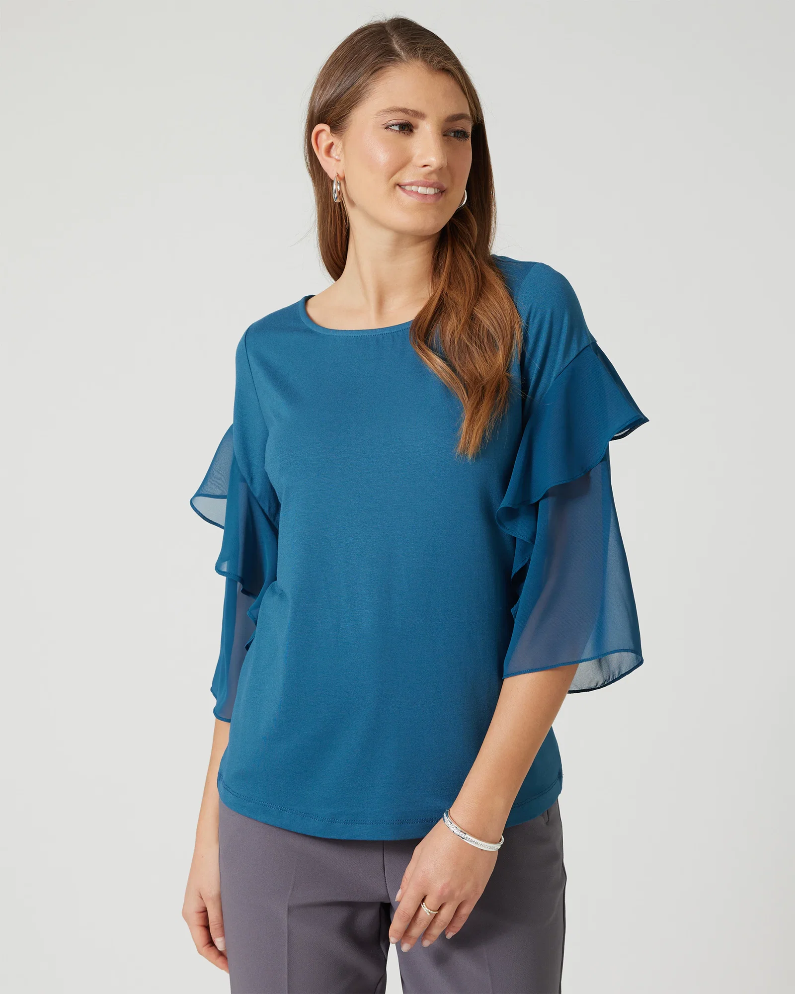 Shirt mit Chiffon-Volant
