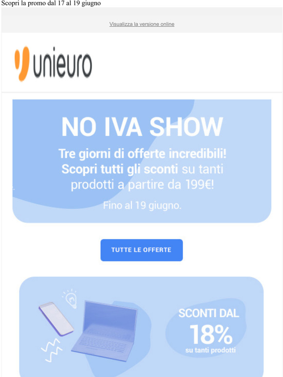 Torna NO IVA SHOW: 3 giorni di sconti spettacolari