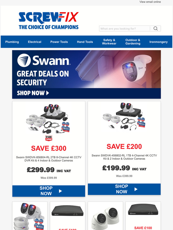 Screwfix SAVE £300 On This Swann 2TB 8Channel CCTV DVR Kit with 4