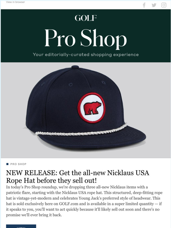 GOLF Brandnew Nicklaus USA rope hats are here! Milled
