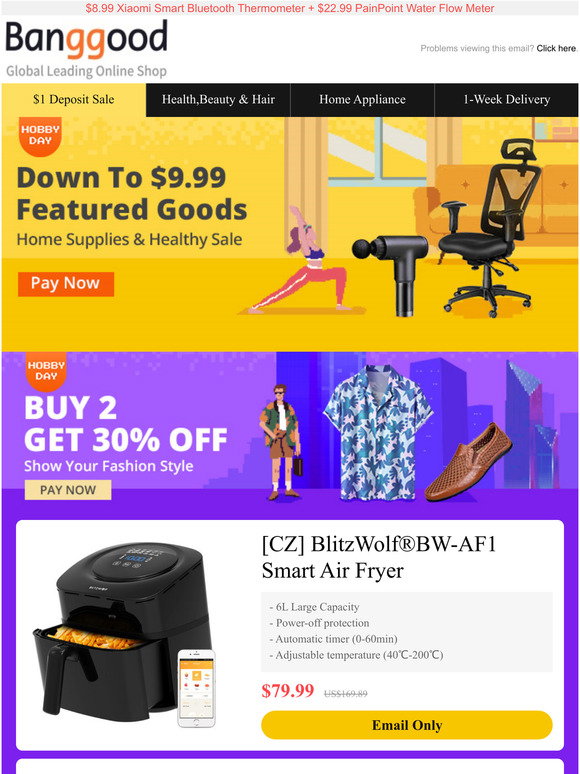 Banggood: $79.99 BlitzWolf AF1 Air Fryer + $30.99 2L Dog Smart Fountain ...