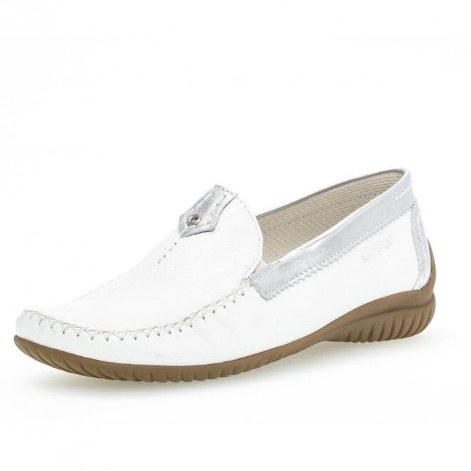California Women's Wide Fit Loafer In White / Silver 