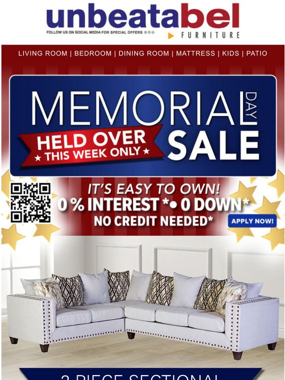 Bel Furniture's Memorial Day Sale  – Last Chance To Save Big!