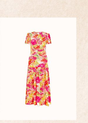 Oskana floral wrap dress in sustainable viscose yellow