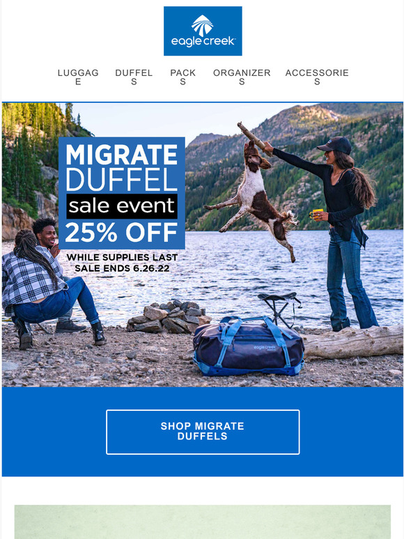 Save 25% On Top-Rated MIGRATE DUFFELS