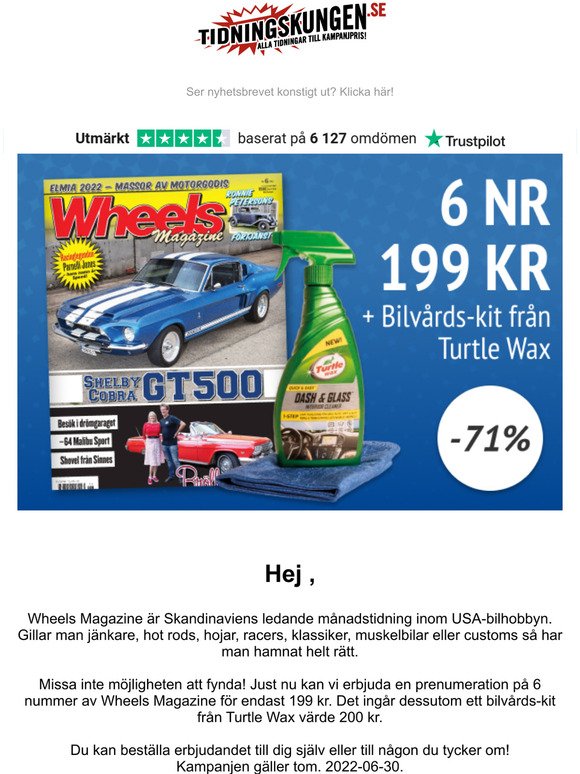 Wheels Magazine 6 nr 199 kr + Bilvårds-kit