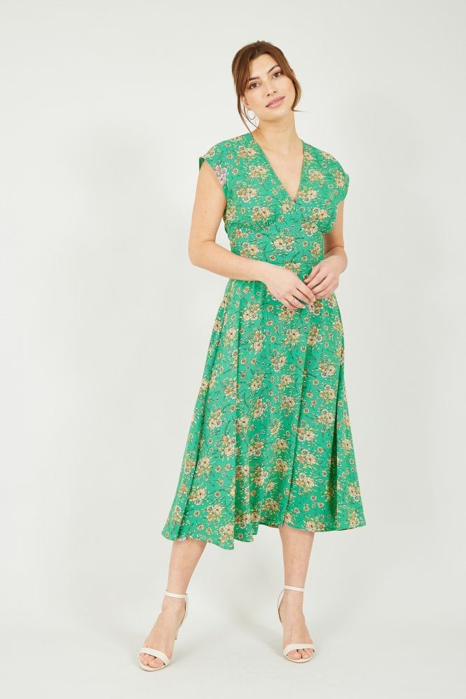 Yumi Green Floral Midi Dress