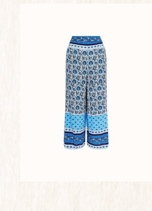 Heritage border stripe trousers in lenzing™ ecovero™ blue
