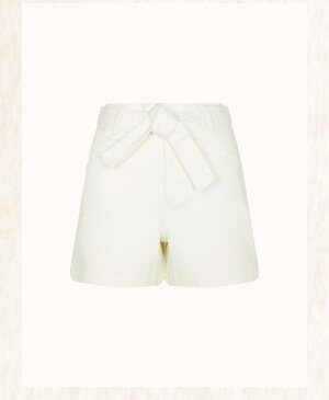 Tie waist denim shorts with sustainable cotton natural