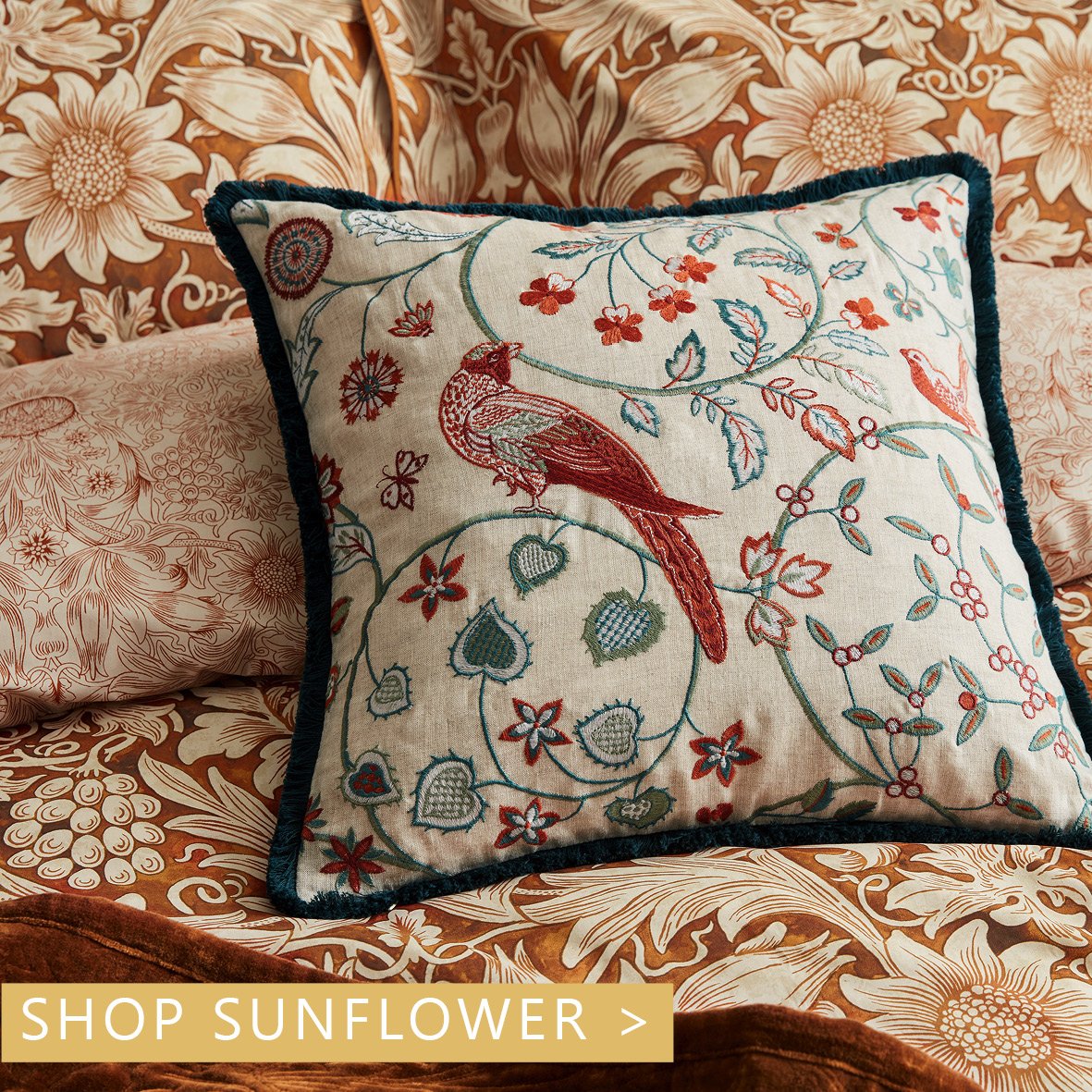 William Morris Sunflower Bedding in Saffron