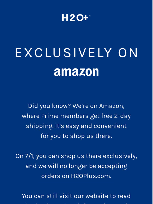 Shop H2O+ Exclusively on Amazon