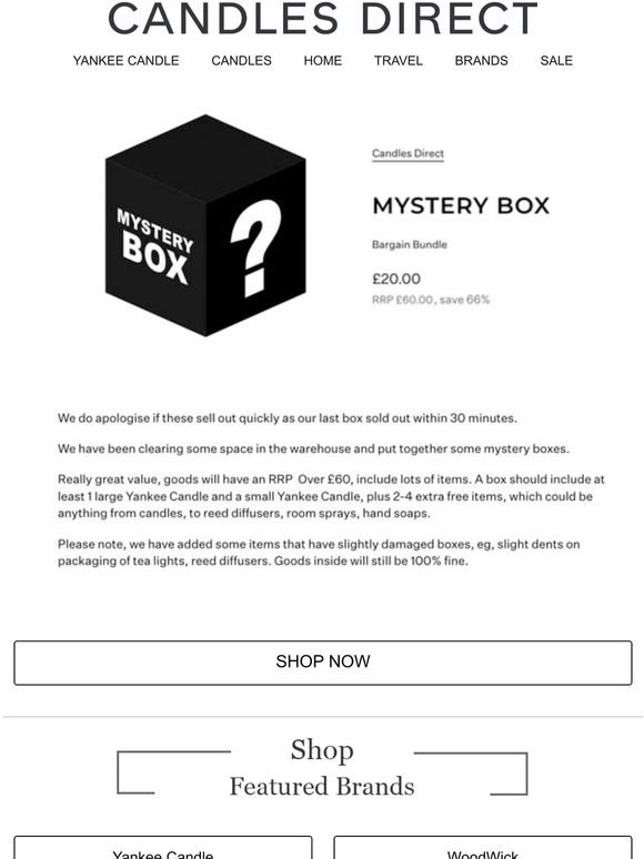 Candles Direct: 🚨 Mystery Bargain Bundle £20 - RRP Over £50