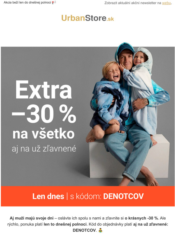 Deň otcov na Urbane | −30 % na všetko (aj na zľavnené)