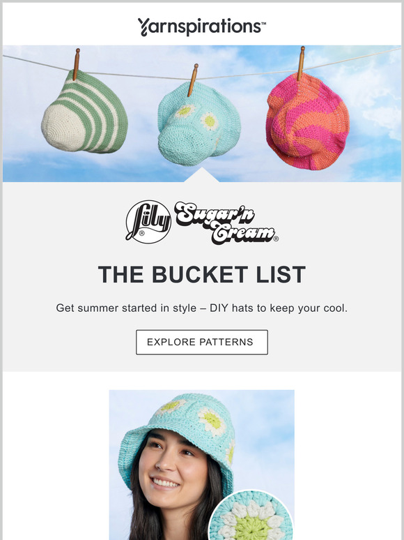 Yarnspirations Bucket hats galore! 3 new patterns inside.. Milled