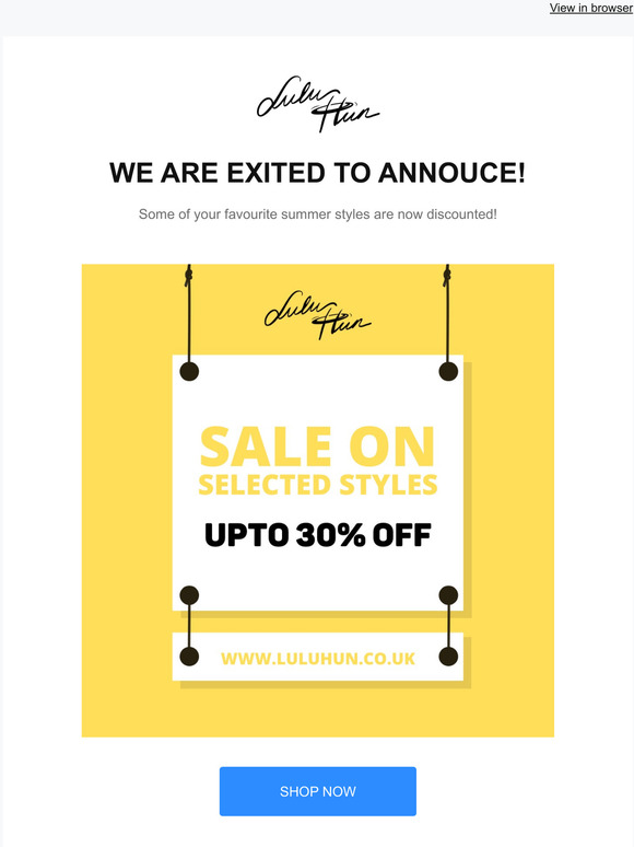 30% OFF SELECTED STYLES!! 😍
