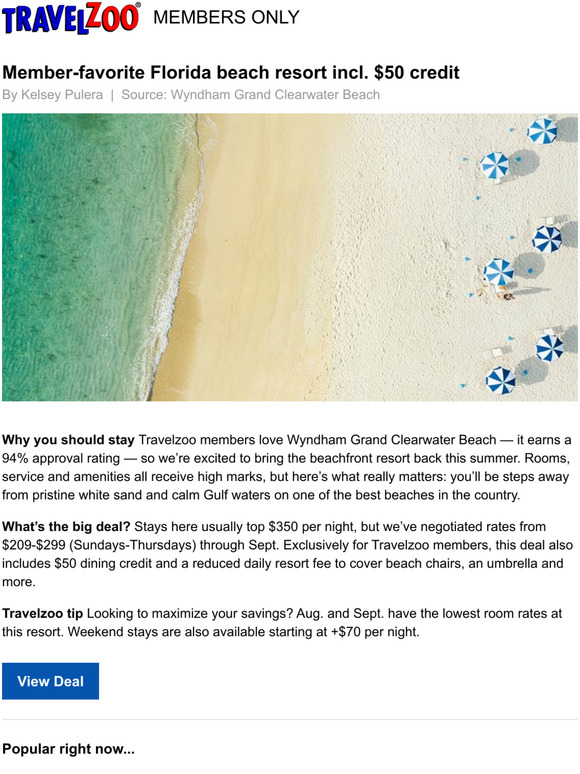 Travelzoo Memberfavorite Florida beach resort incl. 50 credit Milled