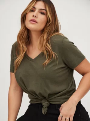 Girlfriend Tee - Signature Jersey Olive Green