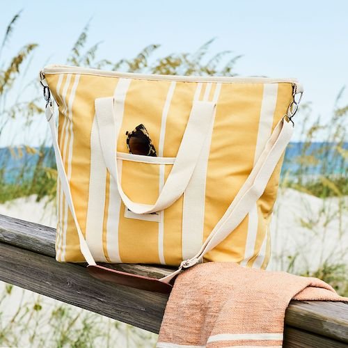 Vintage-Inspired Striped Canvas Cooler Tote Bag