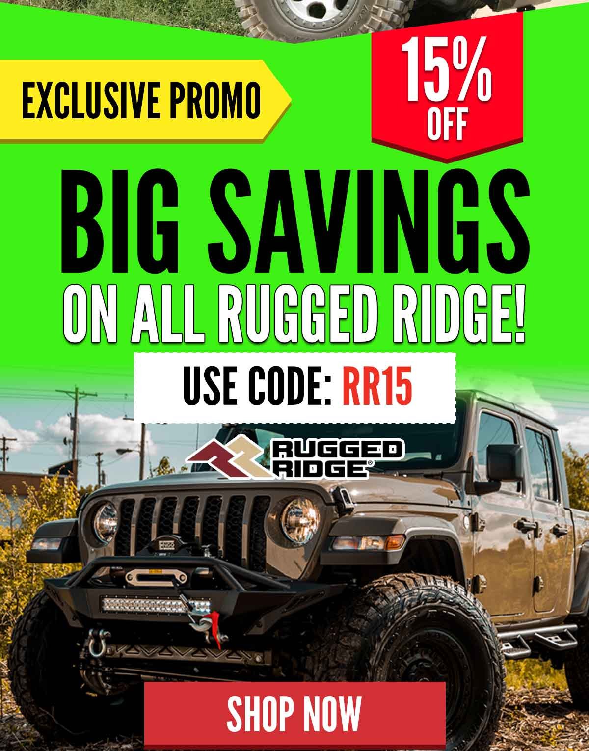 Big Savings On All Rugged Ridge! Use Code RR15