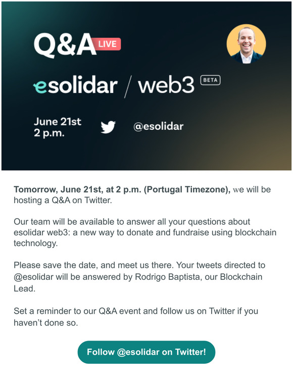 Don’t forget: all your questions about esolidar web3 will be answered TOMORROW!