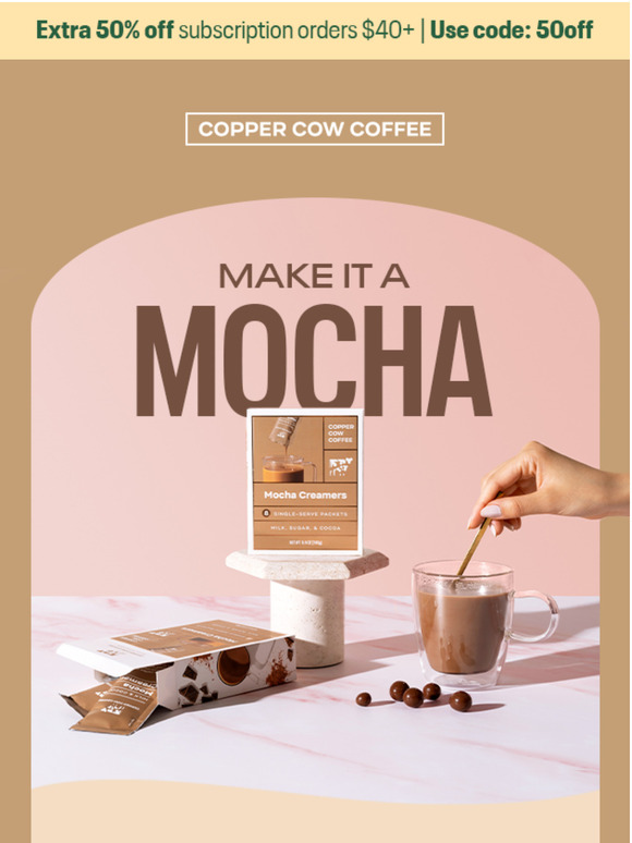 Copper Cow Coffee Mocha Creamer Packs are here! Milled
