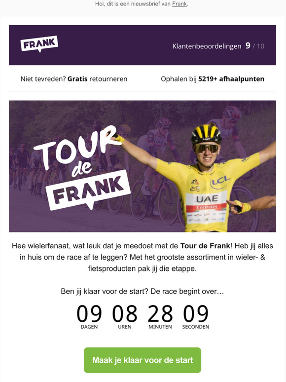 Je doet mee aan Tour de Frank 🚴