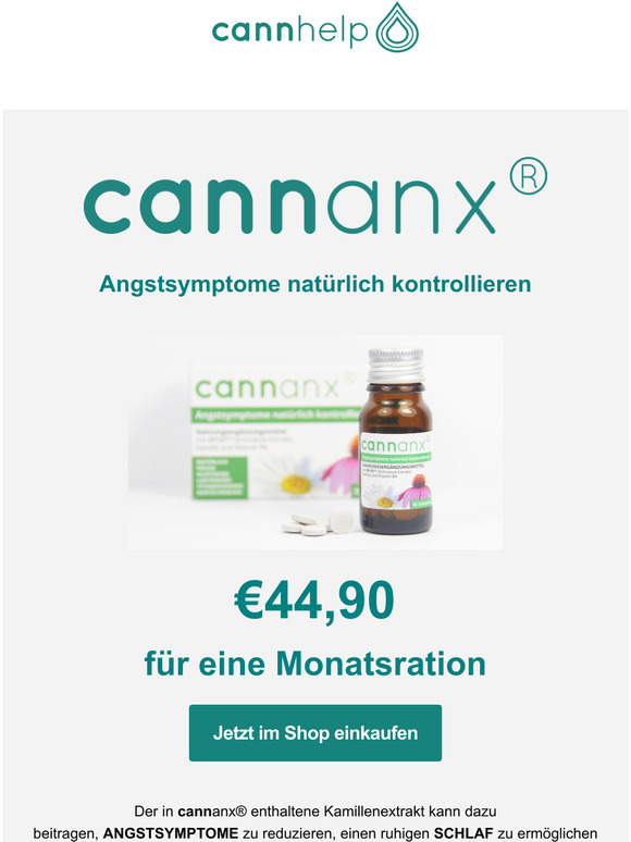 Re: cannanx Neues Produkt gegen Angstsymptome ohne CBD - Aktion für Monatsration