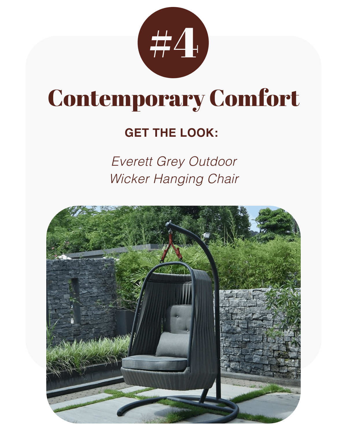 Get The Look: Everett Grey Outdoor Wicker Hanging Chair