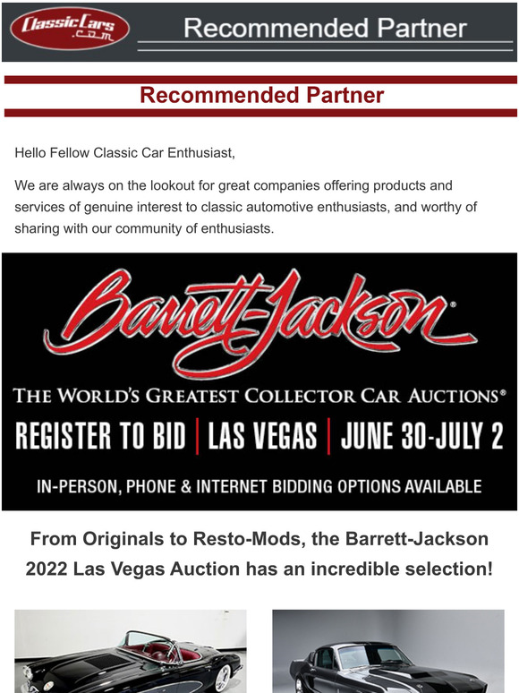 ClassicCars The BarrettJackson 2022 Las Vegas Auction has an