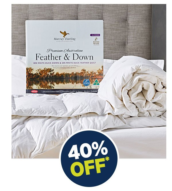 40% Off All Full Priced Quilts & Mattress Protectors