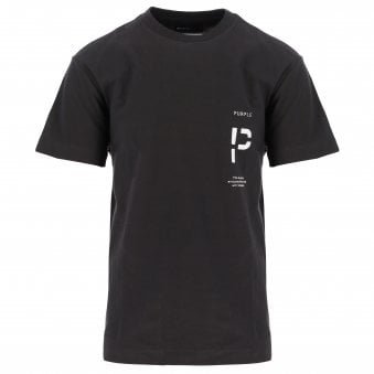 Black Textured Stencil P T-Shirt
