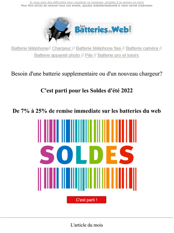 Besoin d'une batterie supplementaire? | Soldes 2022