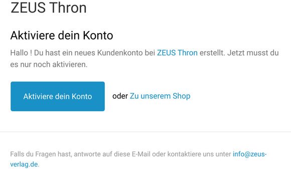 Kundenkontoaktivierung