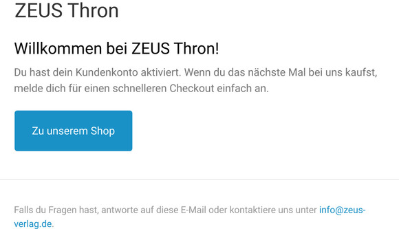 Bestätigung des Kundenkontos