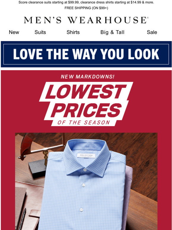 Shop new dress shirt markdowns starting 