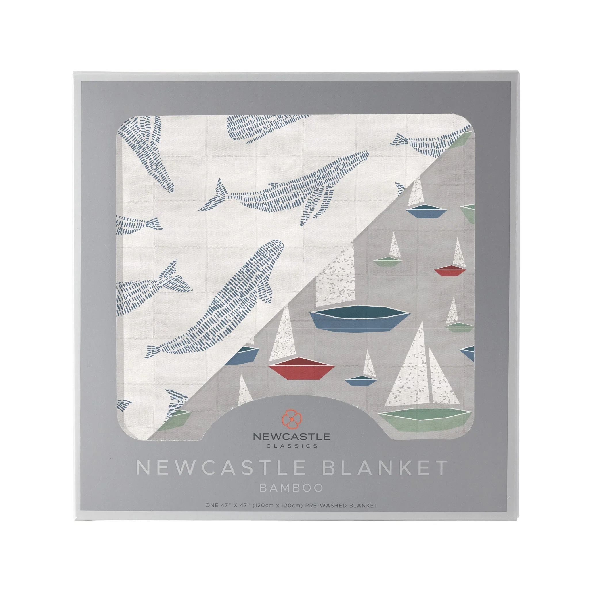 Image of Blue Whales and Sailboats Newcastle Blanket