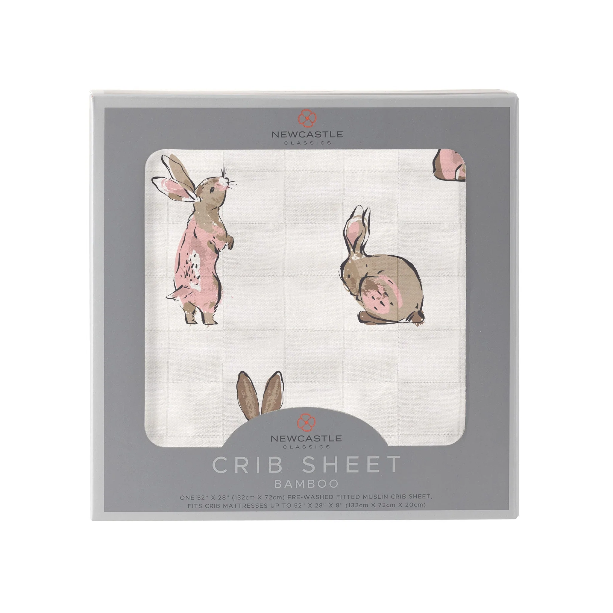 Image of Powder Pink Bunnies Bamboo Crib Sheet
