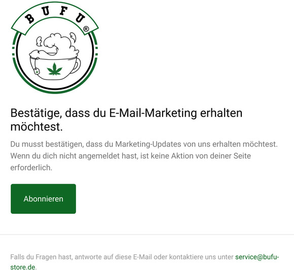 Bestätige, dass du E-Mail-Marketing erhalten möchtest.