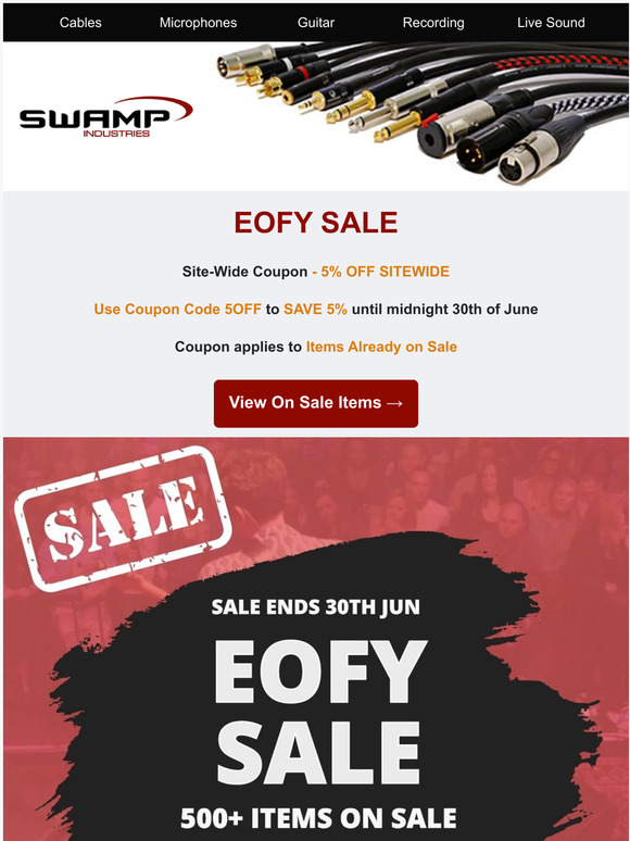 EOFY Sale 🎶 500+ Items On Sale ➕ 5% Site-Wide Coupon