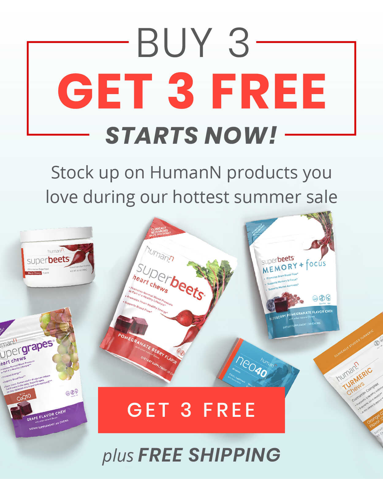Buy 3 Get 3 Free Plus Free Shipping!