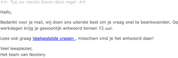 RE: We hebben je bericht ontvangen!