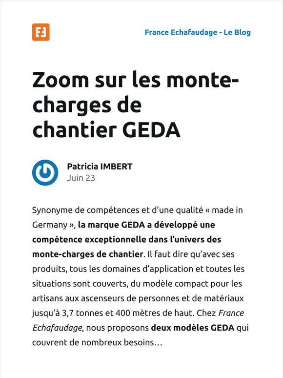 [Nouvel article] Zoom sur les monte-charges de chantier GEDA