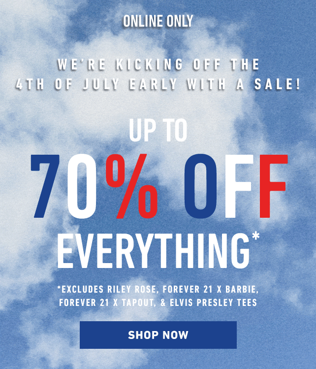 Up to 70% off everything. Shop Now