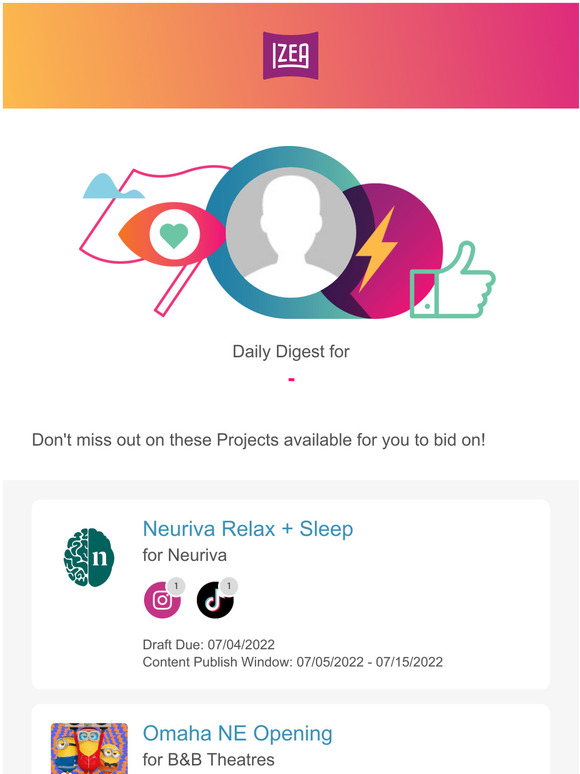 —, check out your Digest for new Projects from IZEA Worldwide!