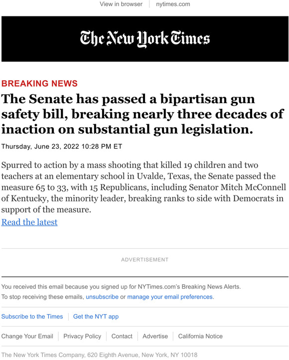 The New York Times: Breaking News: The Senate Has Passed A Bipartisan ...