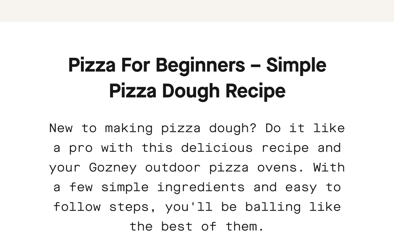 Pizza for beginners