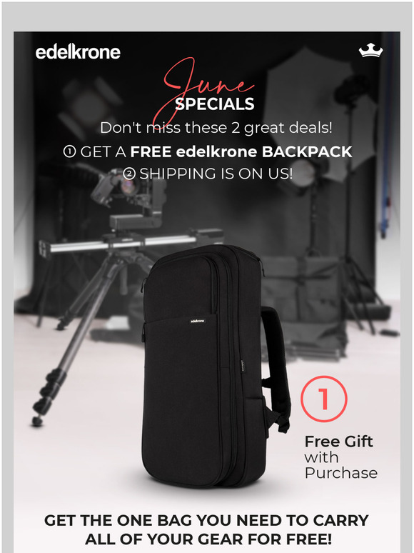 Free edelkrone Backpack with purchase 🎁