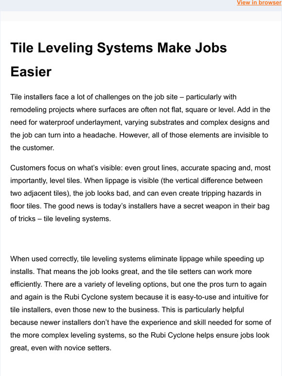 Tile Leveling Systems Make Jobs Easier