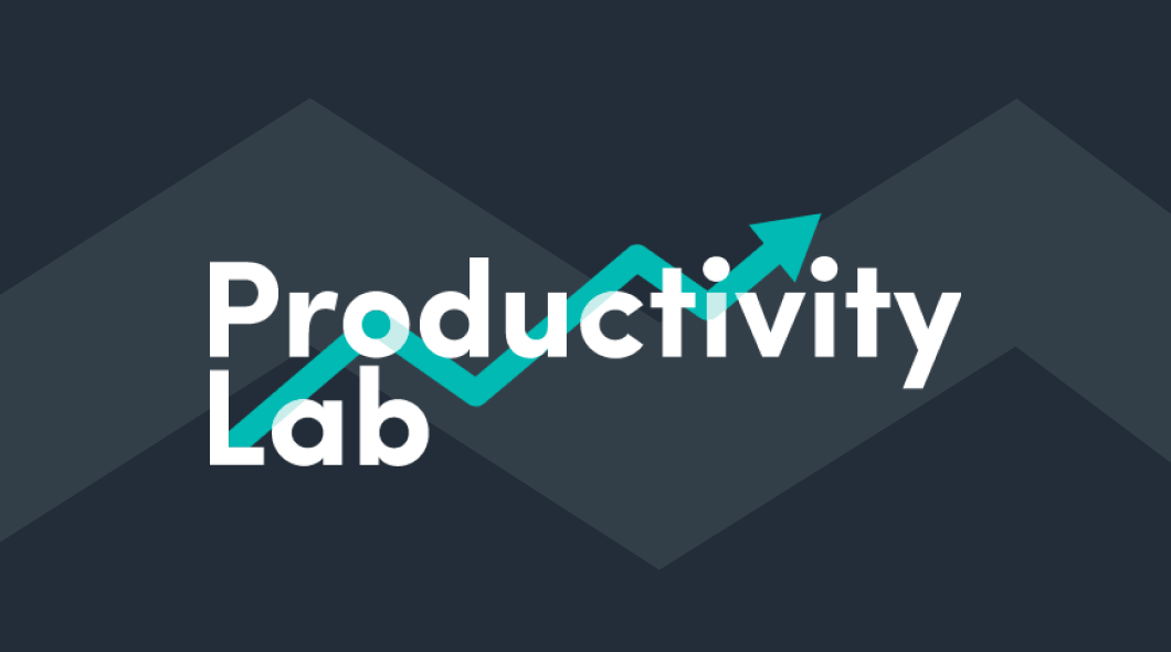The Productivity Lab logo on a zig zag background