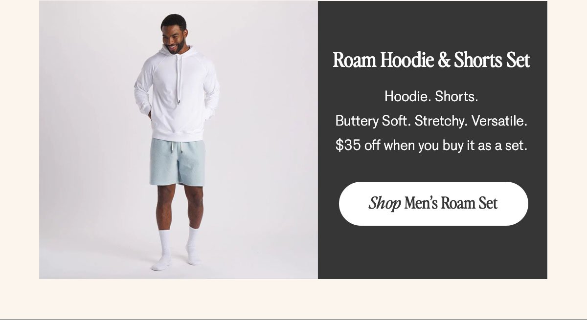 mens roam hoodie and shorts set